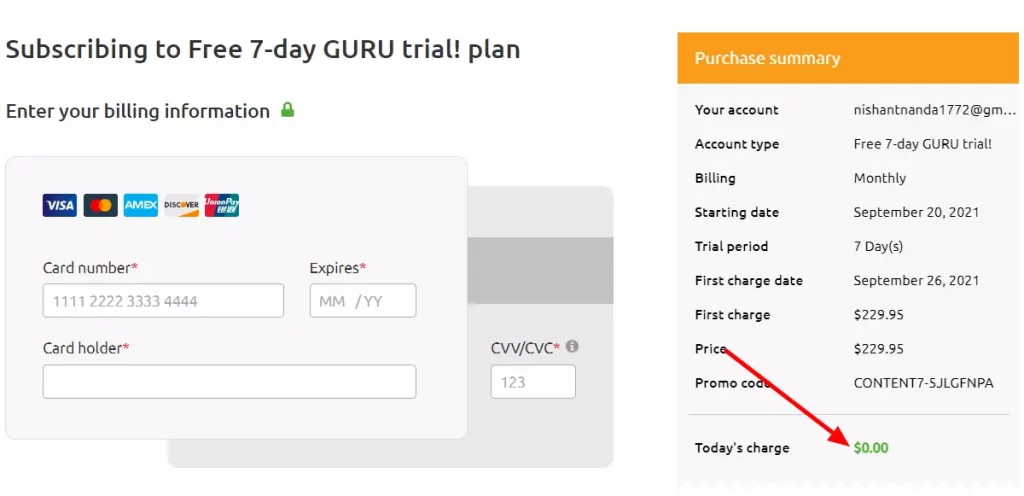 How to avail Semrush guru plan trial for 7 days free