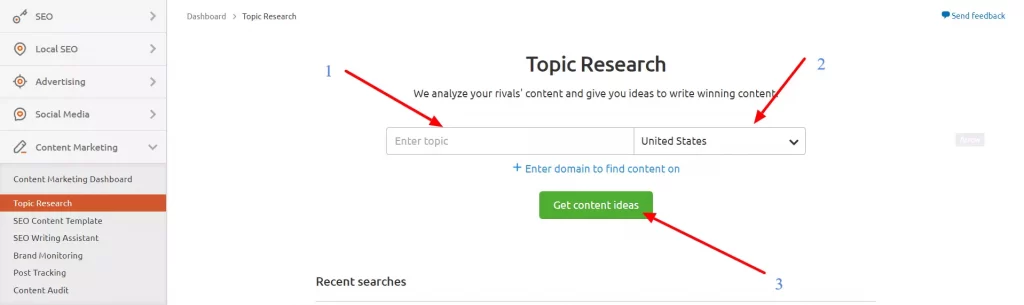 How to find blog topics by Semrush topic research tool