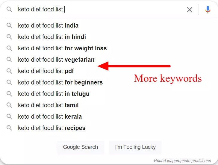 Keyword research with Google