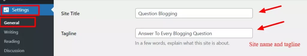 How to change site name and tagline in WordPress