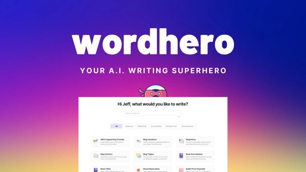 Wordhero AI writing tool appsumo