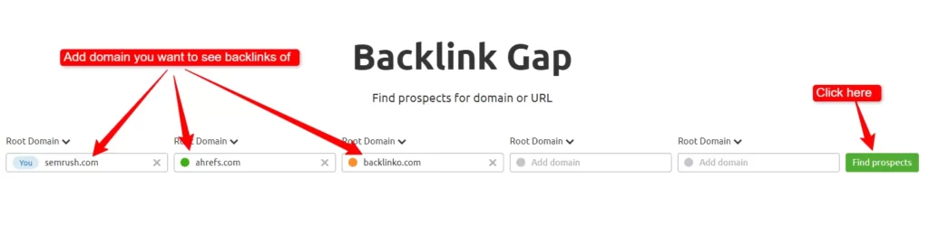 Backlink gap tool Semrush