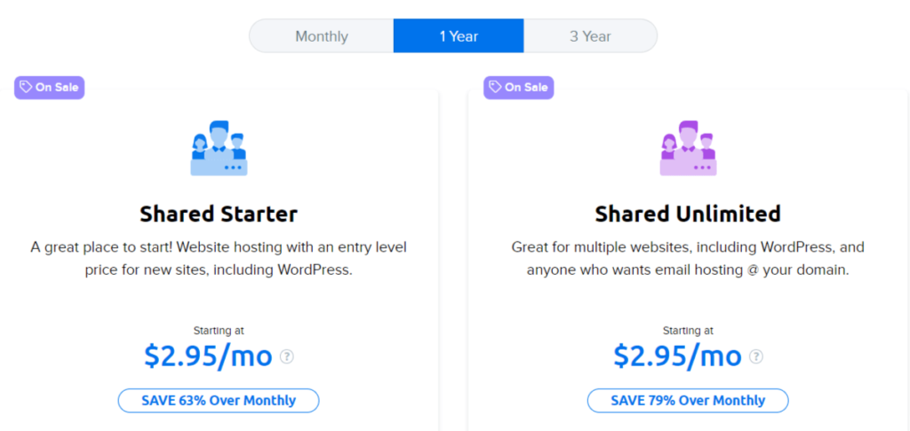 DreamHost hosting pricing plans